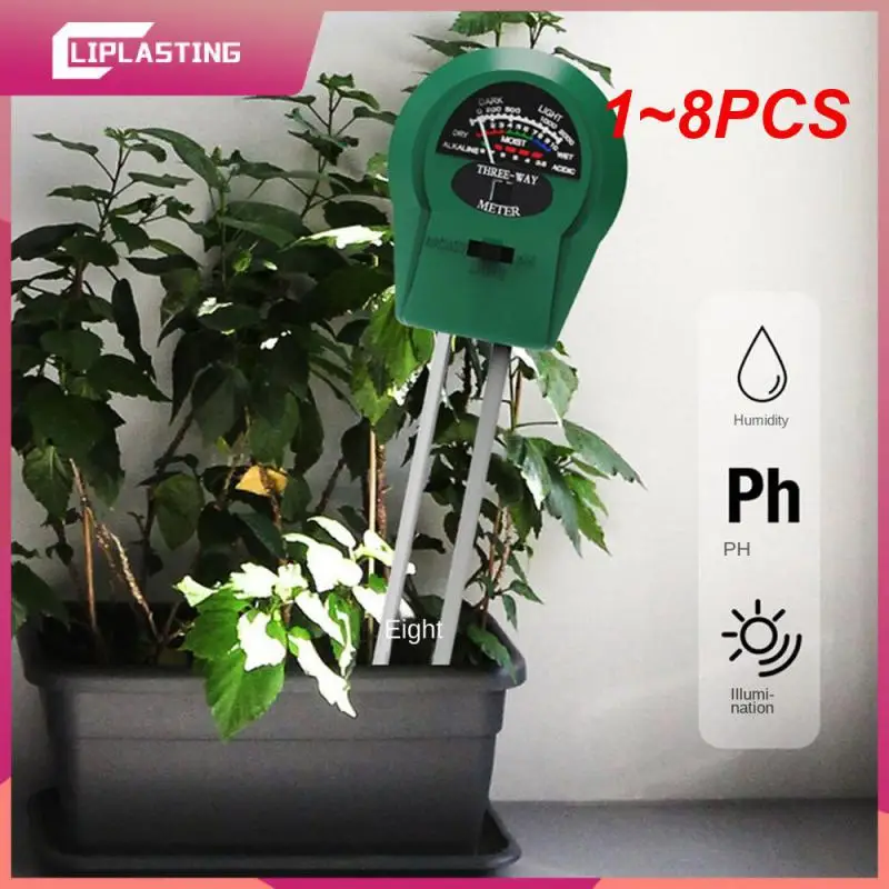 1 ~ 8ШТ В 1 Цифров тест за PH, влага на почвата в градината, LCD монитор, термометър за температура с подсветка за градински растения