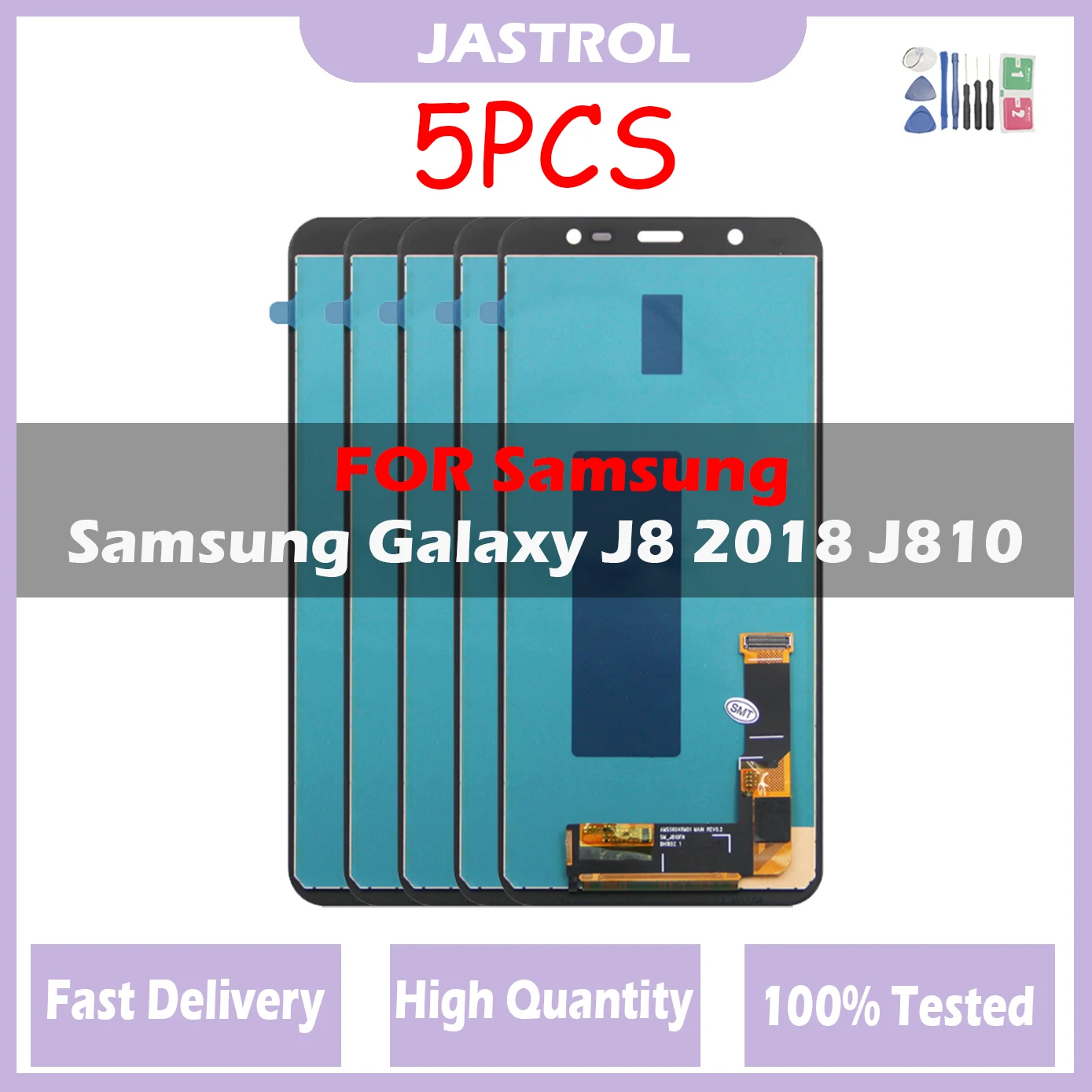 5 бр./лот LCD дисплей за SAMSUNG Galaxy J8 2018 Дисплей Смяна на сензорен екран За Galaxy J810 J810F SM-J810M LCD дисплей + Инструменти