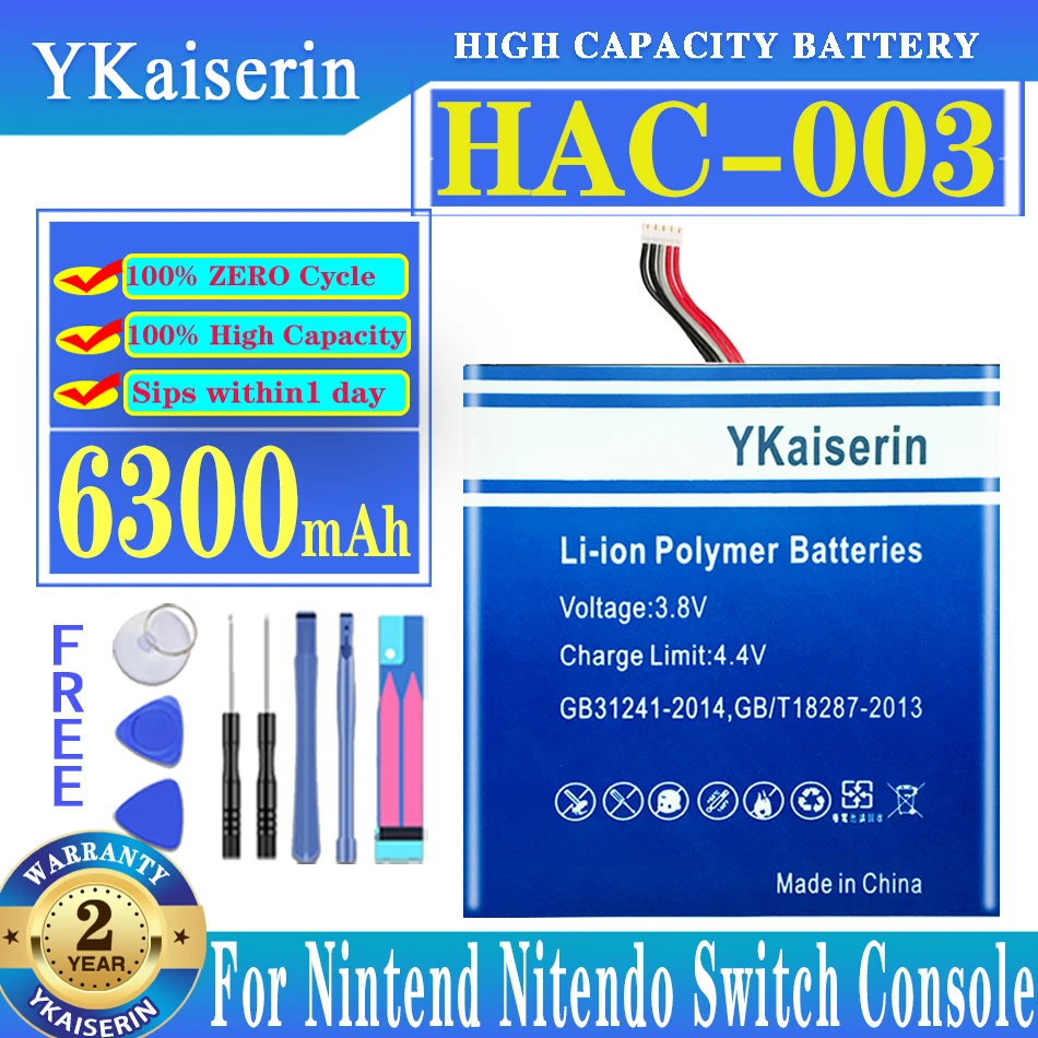YKaiserin Нова батерия 6300 ма HAC-003 за Nintendo Nintendo HAC-S-JP/EU-C0, конзолата Switch HAC-001