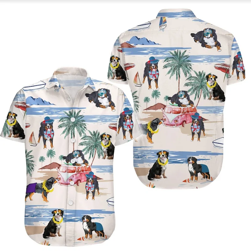 Лятна Мъжка Риза С Ревера Топ С къс ръкав, Тениска за Почивка на Плажа, Модна Тениска На Копчета, Градинска Риза Harajuku за Мъжки Почивка