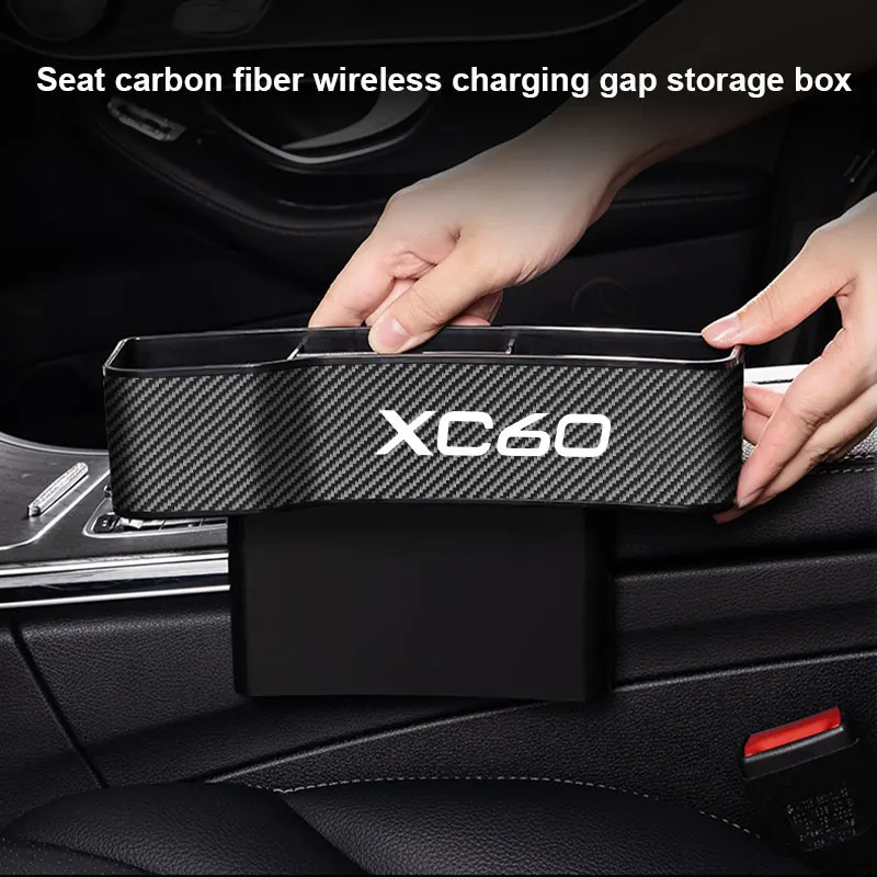 Органайзер за запълване на празнината в автокресле Volvo XC60 с подстаканником С безжично зареждане за телефон, джоб за портфейл кутия за съхранение в колата
